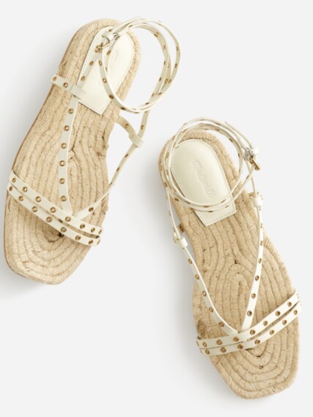 Madewell The Mira White Leather Espadrille Sandals, Size 9,5, NWT